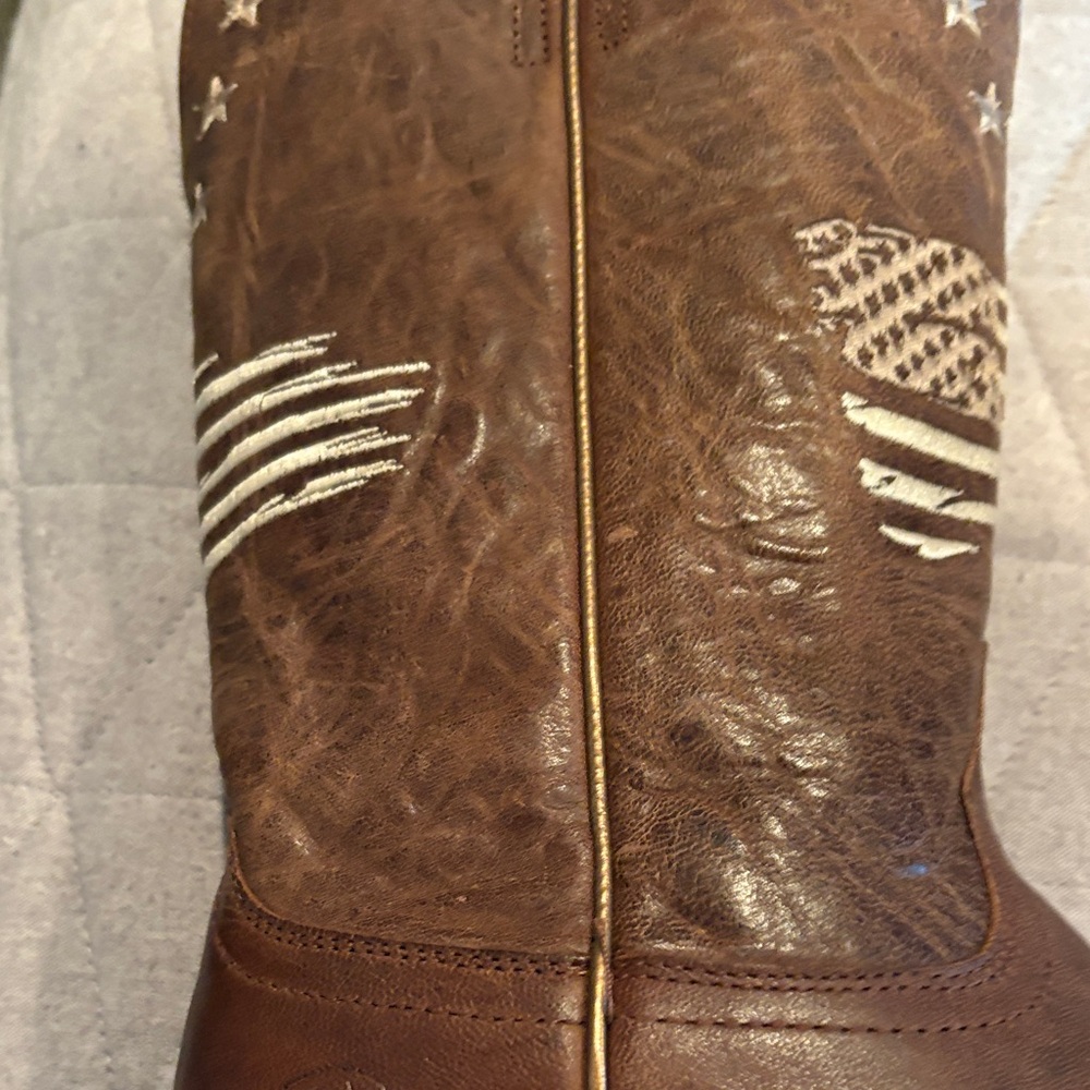 Ariat Brown Heeled Boots with White Accents - Picture 3 of 6